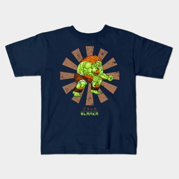 Blanka Street Fighter Retro Japanese Kids T-Shirt by Nova5